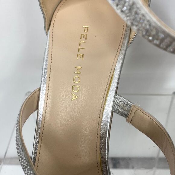 Pelle Moda Dalia 2 Silver Ankle Strap Embellished Bling occasion Heels 8.5 - Picture 7 of 11